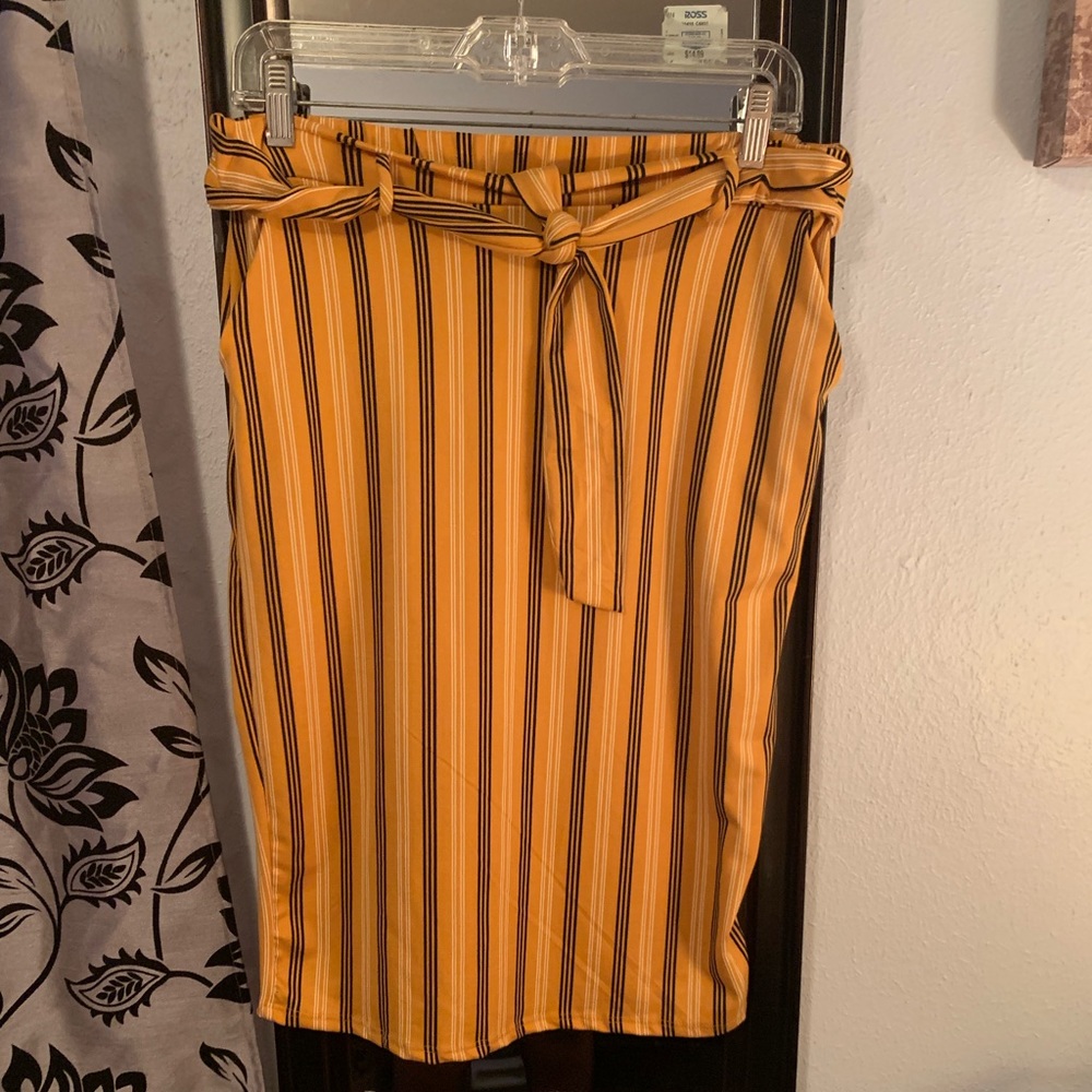 mustard stripe skirt
